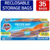 35 Count Heavy Duty Freezer & Refrigerator Storage Bags - Quart Size, Resealable with Easy-Open Tabs, Heavy Duty Heavy Duty Design for Fruits