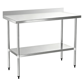 24" x 48" 18-Gauge Stainless Steel Commercial Work Table with 4" Backsplash and Undershelf