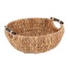 Natural Woven Water Hyacinth Decorative Bowl with Wooden Handles