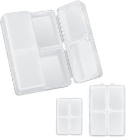 2 Pcs Daily Pill Organizer, 7 Compartments Portable Pill Case Travel Pill Organizer,[Folding Design] Pill Box for Purse Pocket to Hold Vitamins
