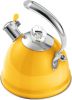 Tea Kettle Stovetop, 2.5 QT Whistling Stainless Steel Teapot, 3-Layer Base, Unique Ergonomic Handle, Includes Pot Holder & Mat