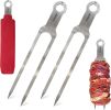 Double Skewers 14.4" Stainless Steel Heavy Duty Double Prong Skewers for BBQ Kabob Shawarma Meat Fish Chicken Accessories for Grill Master Arsenal Sto