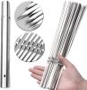 30 Pack Kebab Skewers, 15" Long Flat Stainless Steel BBQ Shish Kabob Skewers with Portable Metal Storage Tube, Reusable Meat Sticks Set for Grilling