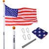 25FT Telescopic Flag Pole Kit, Sectional Flag Pole Kit, Extra Thick Heavy Duty Aluminum Flagpole