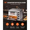 Commercial Pizza Oven Countertop, 14-Inch Double Deck Layer, Stainless Steel Electric Pizza Oven with Stone and Handle