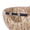 Natural Woven Water Hyacinth Decorative Bowl with Wooden Handles