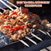 12PCS Kabob Skewers Flat Metal BBQ Barbecue Skewers 16" Long Hook Style Stainless Steel Shish Kebob Sticks Wide Sharp Reusable Grilling Skewers Set fo