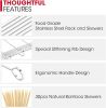 Stainless Steel BBQ Shish Kabob Set, Foldable Shish Kabob Holder with 6pcs 13"L Skewers, Reusable Grill Rack