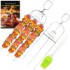 Skewers for kabobs,2 PCS 14-Inch 3 Way Kabob Skewers for Grilling,Stainless Steel Skewer,With Push Bar Reusable Metal Skewer,Kabob Sticks