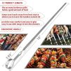 12PCS Kabob Skewers Flat Metal BBQ Barbecue Skewers 16" Long Hook Style Stainless Steel Shish Kebob Sticks Wide Sharp Reusable Grilling Skewers Set fo