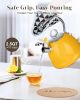 Tea Kettle Stovetop, 2.5 QT Whistling Stainless Steel Teapot, 3-Layer Base, Unique Ergonomic Handle, Includes Pot Holder & Mat