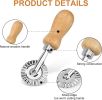 Ravioli Stamp Maker Cutter with Roller Wheel (Set of 4), Wooden Handle and Fluted Edge, for Ravioli, Pasta, Dumplings Lasagna, Pierogi