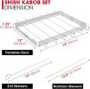Stainless Steel BBQ Shish Kabob Set, Foldable Shish Kabob Holder with 6pcs 13"L Skewers, Reusable Grill Rack