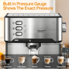 20Bar Home Coffee Maker-Semi-automatic coffee machine with milk frother, visual temperature and pressure display, 1350W power, 51mm powder hammer