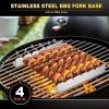 4 Pcs Skewers Holder Stainless Steel Shish Kabob Rack BBQ Long Skewers Rack for Round Flat Wood Metal Bamboo Grilling Accessories 12 Inch