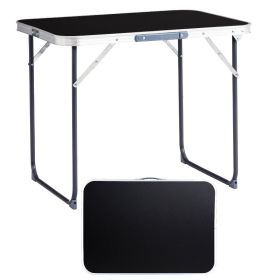 2.3ft  Portable Aluminum Folding Camping Table, Indoor Outdoor Lightweight Foldable Picnic Desk, 70-50cm Heavy Duty Small Fold Up Table (Option: Black)