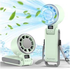 Upgraded Portable Handheld Fan with 60Â°F Ice Cooling, Up tp 12Hrs Personal Fans Portable Rechargeable (Color: Green)