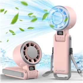 Upgraded Portable Handheld Fan with 60Â°F Ice Cooling, Up tp 12Hrs Personal Fans Portable Rechargeable (Color: Pink)