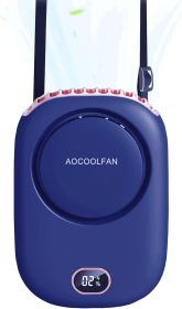 Portable Neck Fan, Mini Small Personal Handheld Fan USB Rechargeable 3 Speed for Girls Boys Woman Eyelash Travel Home Office Outdoor (Color: Navy blue)