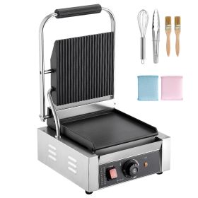 Commercial Panini Grill, 1800W Electric Sandwich Panini Maker, Stainless Steel Sandwichs Press Grill with Handle and Temp Control (Pan Size: 9 x 9 inch, Power: 1800 W)